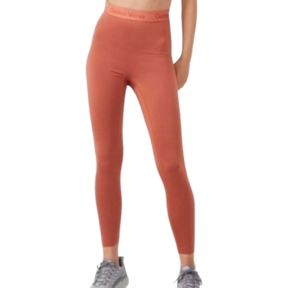 Outdoor Voices Russet Orange Smooth Leggings Size L Scuba Feel High Rise Stretch